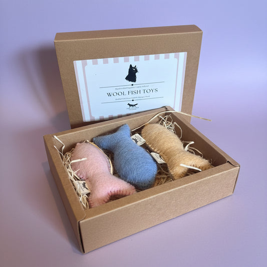 Cat Toy Fish - 100% Wool and Organic Catnip Gift Set of 3