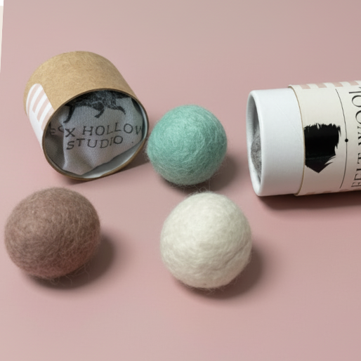 Handmade Wool Felt Balls for Cats – Natural Eco Play Set (3 Pack)