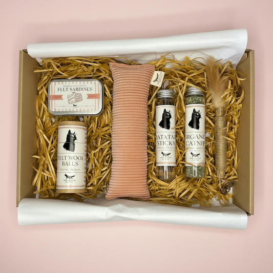 Luxury Natural Cat Toy Gift Set – 6 Piece Handmade Enrichment Bundle
