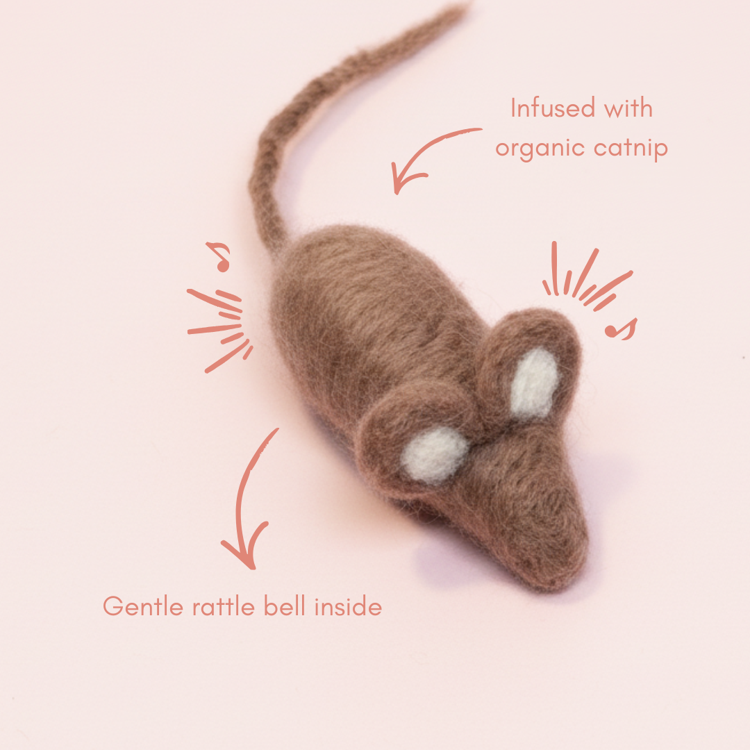 Dusty Pink Handmade Cat Toy Set – 5 Piece Eco Enrichment Bundle