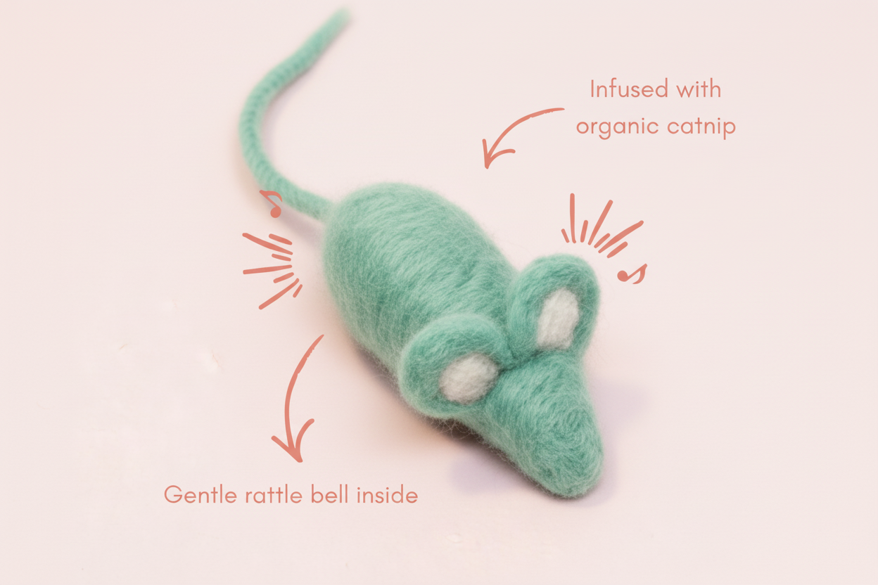 Sage Green Handmade Cat Toy Set – 5 Piece Eco Enrichment Bundle