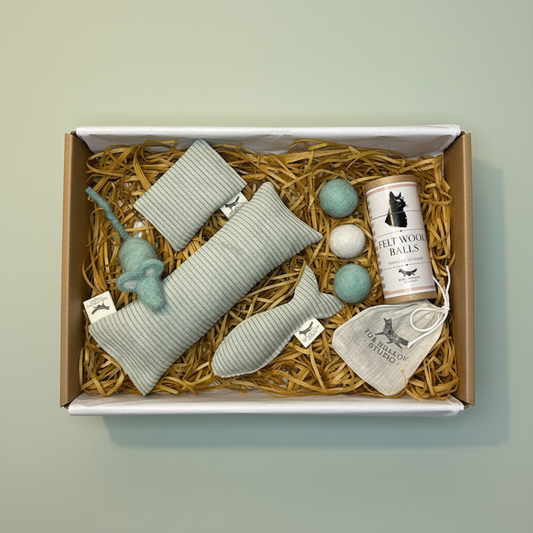 Sage Green Handmade Cat Toy Set – 5 Piece Eco Enrichment Bundle