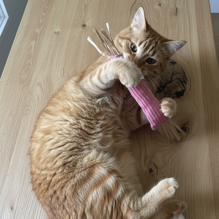 Organic Catnip & Wool Filled Raffia Fringe Toy