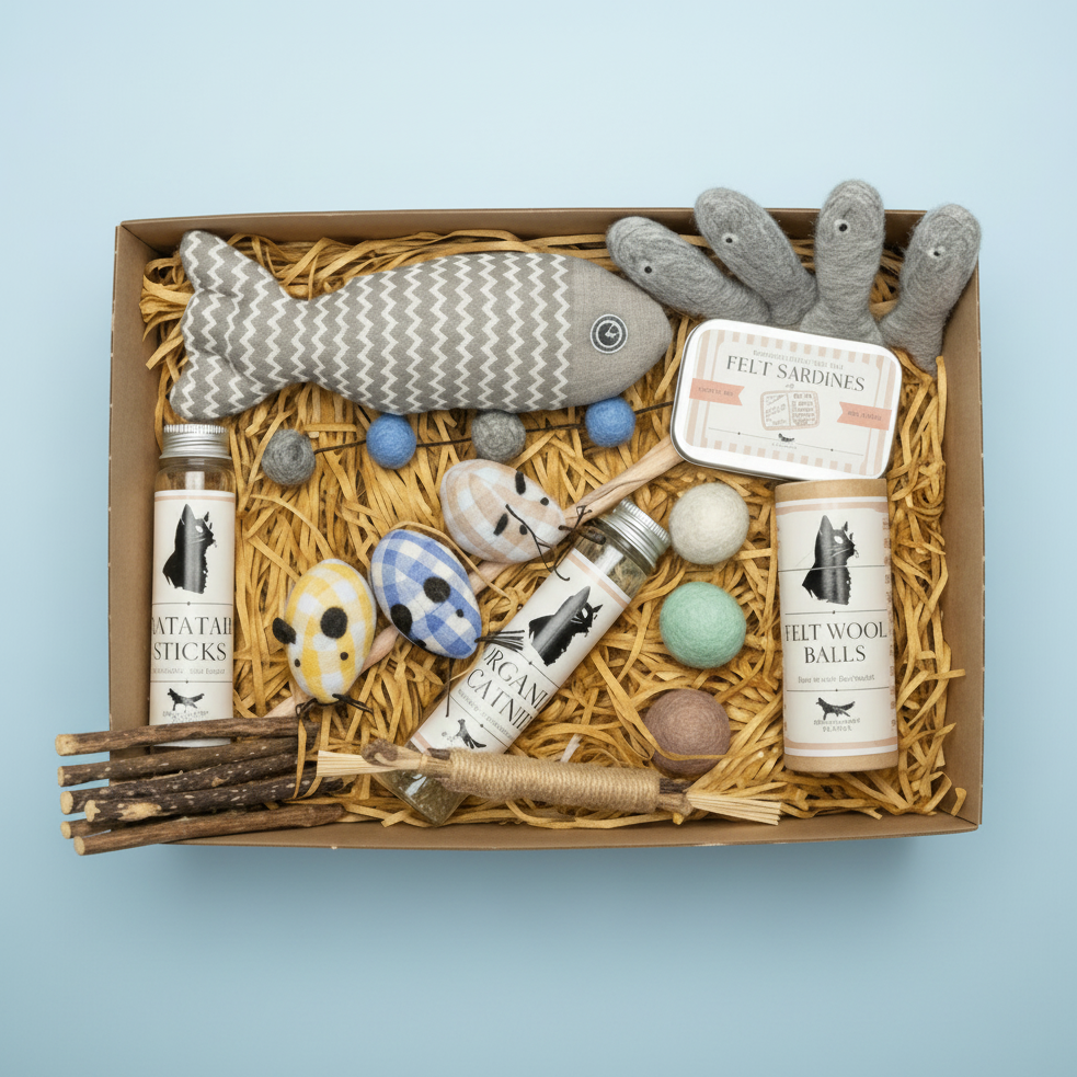 Eco-Friendly Cat Toy Mega Set – Handmade Natural Enrichment Bundle (Plastic-Free)